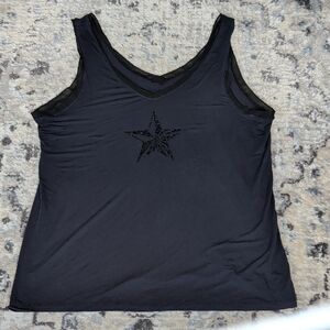 People’s Liberation Black Tank Top XL Star Studded Modal Stretch Sleeveless